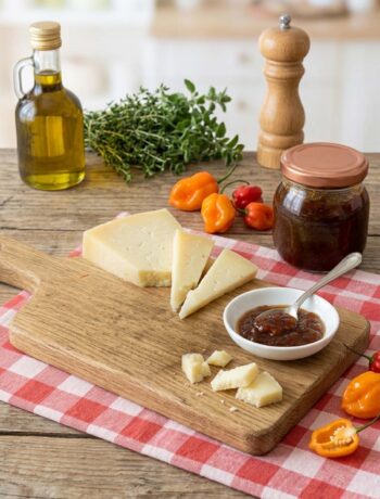 marmellata di peperoncini con formaggio e vasetto