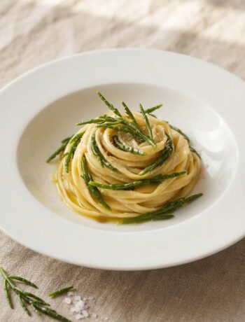 piatto di tagliatelle alla salicordnia