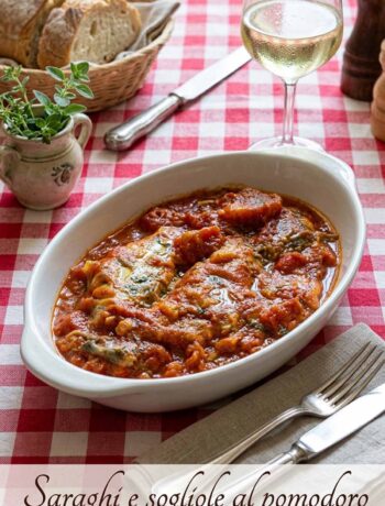 piatto di sogliole e saraghi al pomodoro piccante e origano