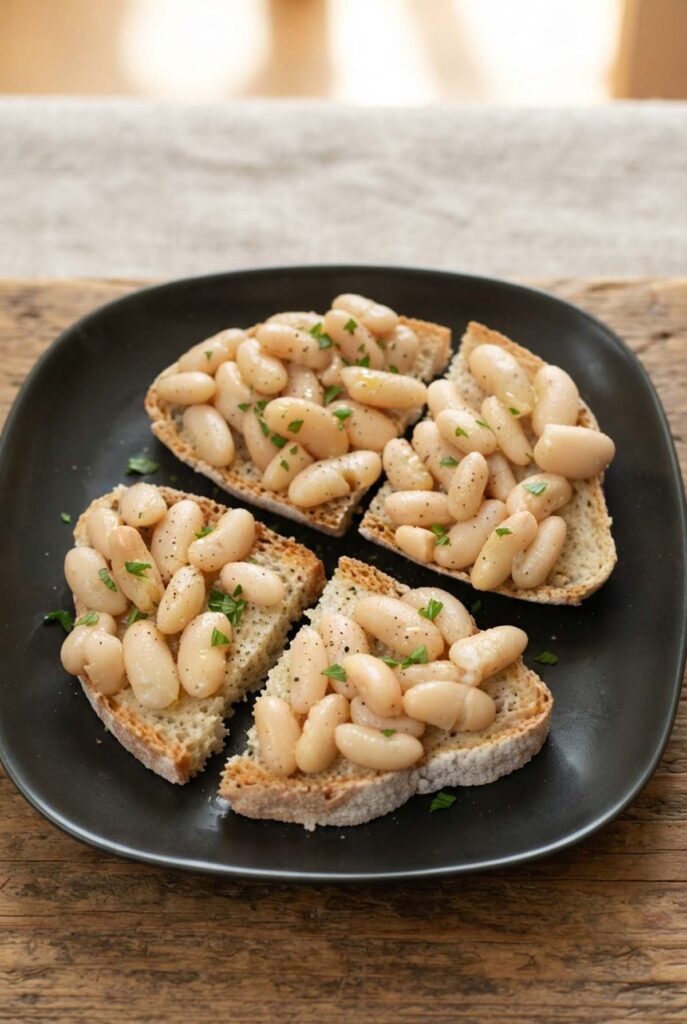 piatto con crostoni di fagioli cannellini