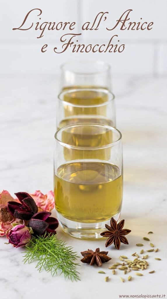 bicchiere di liquore anice e finocchio