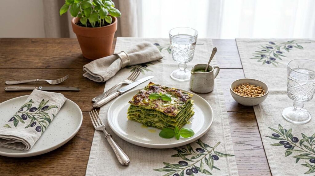 lasagne al pesto a tavola