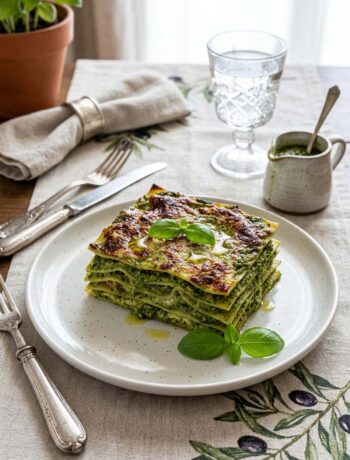 lasagne al pesto a tavola verticale