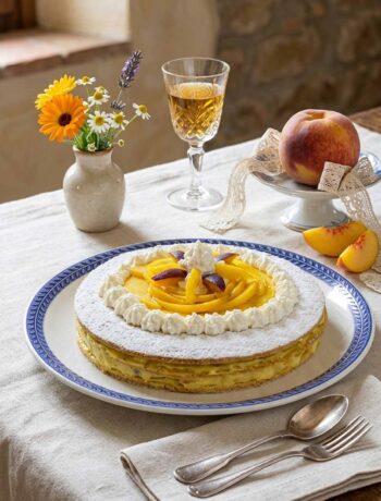 torta sabbiosa alla pesca gialla