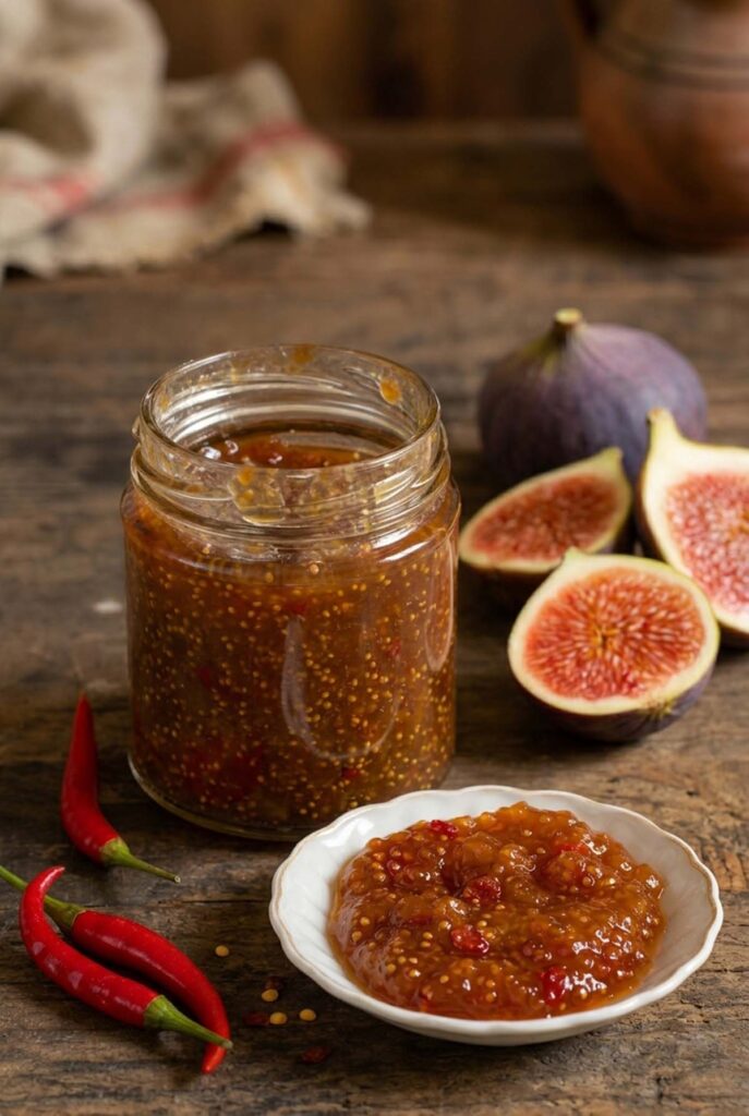 piatto con confettura fichi e peperoncini