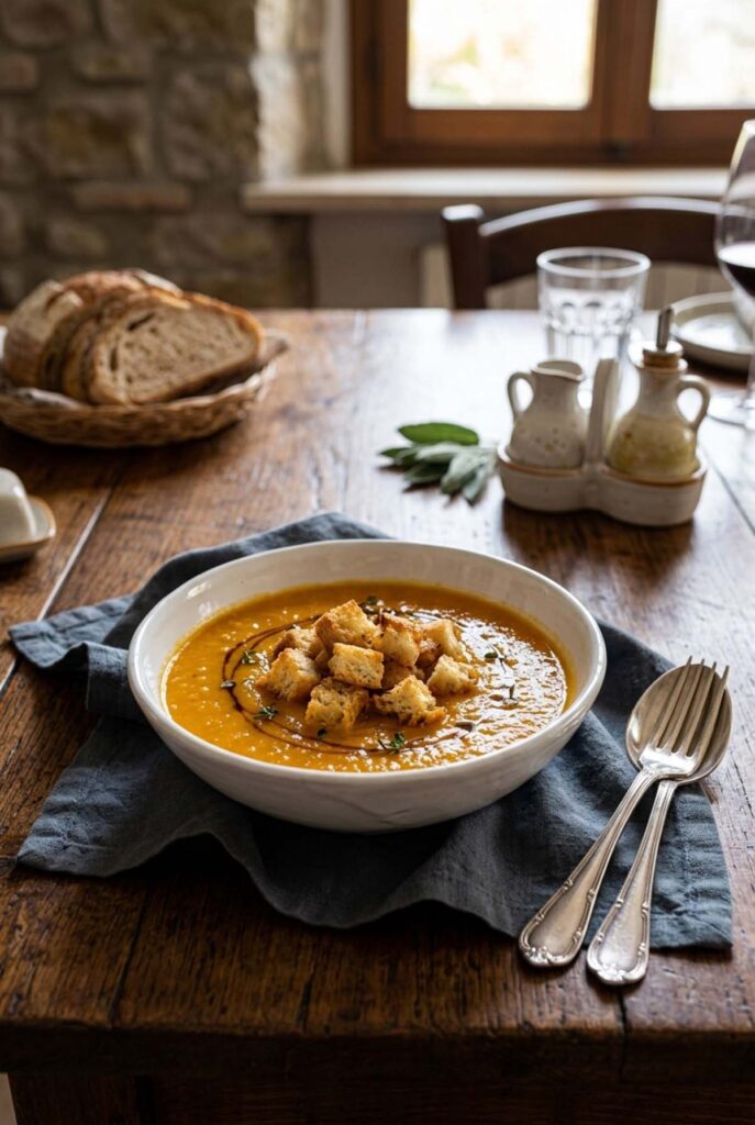 piatto di vellutata di zucca