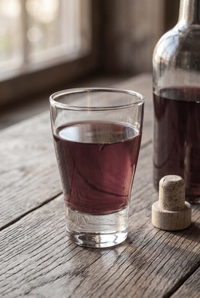 bicchiere con liquore al melograno