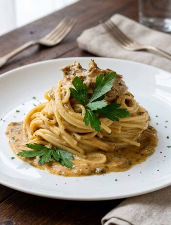 Spaghetti ai funghi porcini, zucca e taleggio