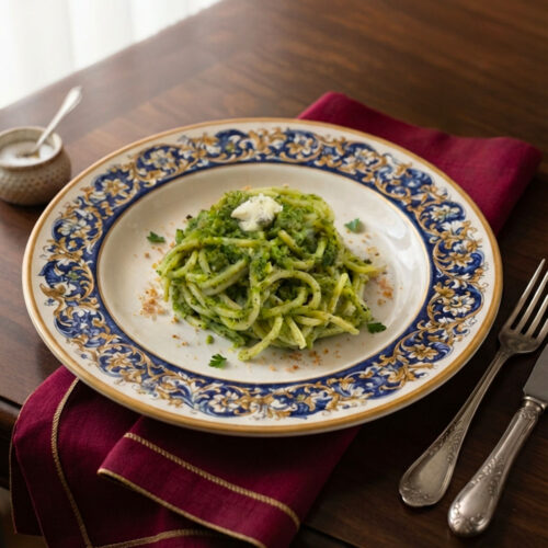 Spaghetti broccoli e gorgonzola