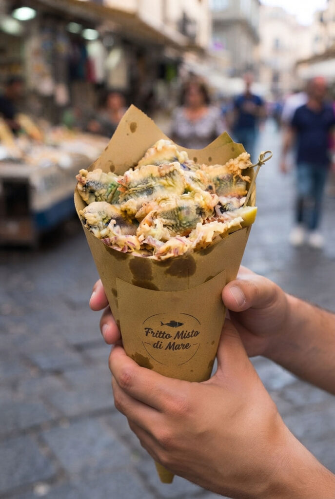 cartoccio di sarde fritte da passeggio