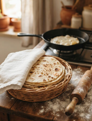 Tortillas fatte in casa mentre cuociono in cucina