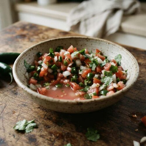 ciotola con pico de gallo preparato