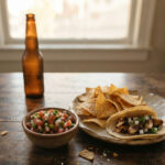ciotola con pico de gallo su tavola rustica