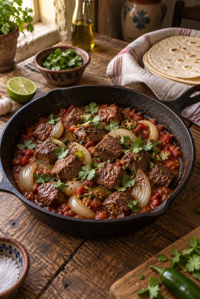 piatto di Puntas de filete a la mexicana