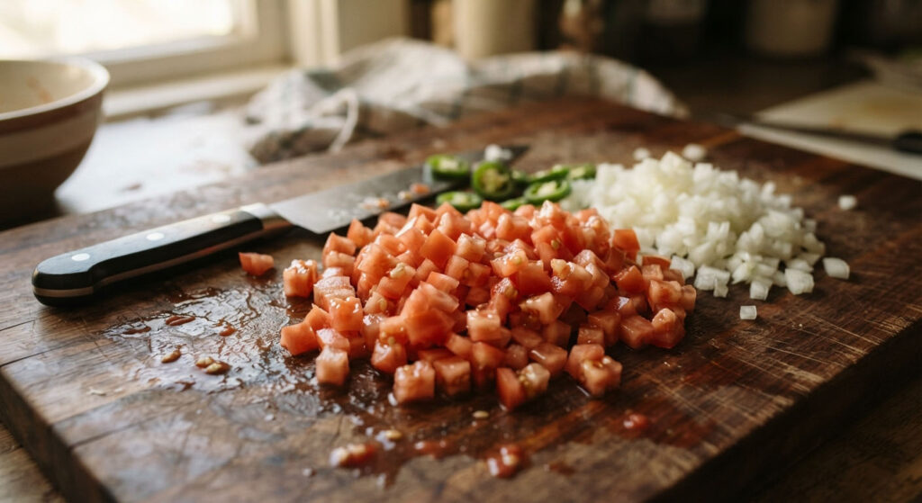 pico de gallo e il taglio delle verdure