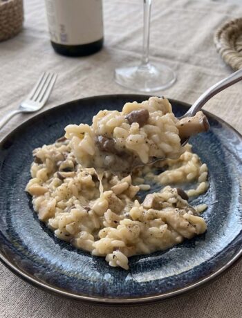 Piatto con risotto di funghi porcini