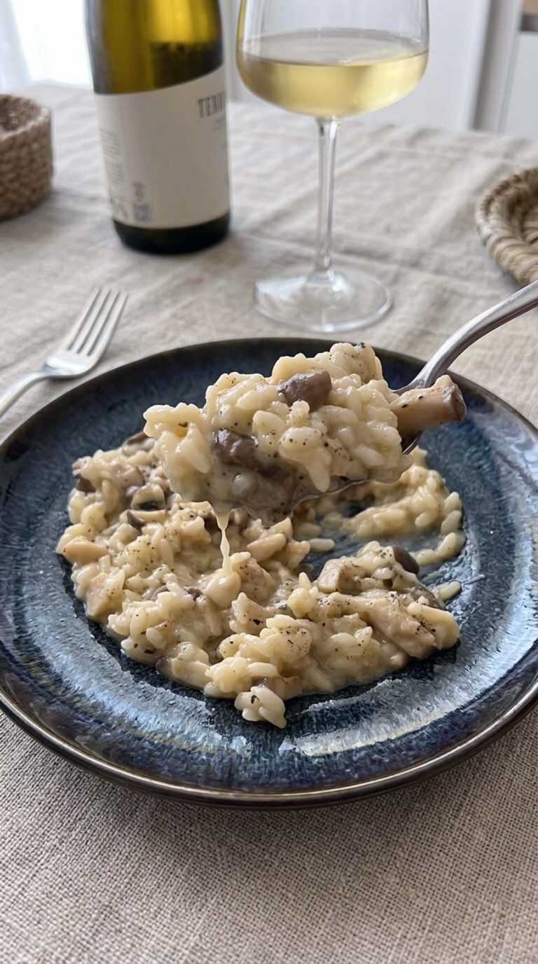 Piatto con risotto di funghi porcini