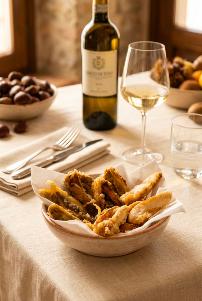 ciotola di funghi porcini fritti in pastella leggera