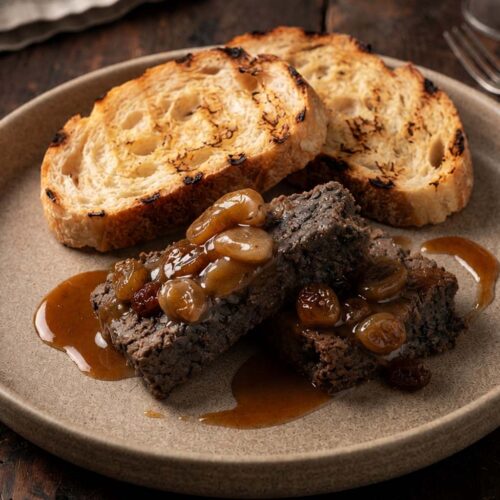 dettaglio terrina di fegatini con pane arrostito